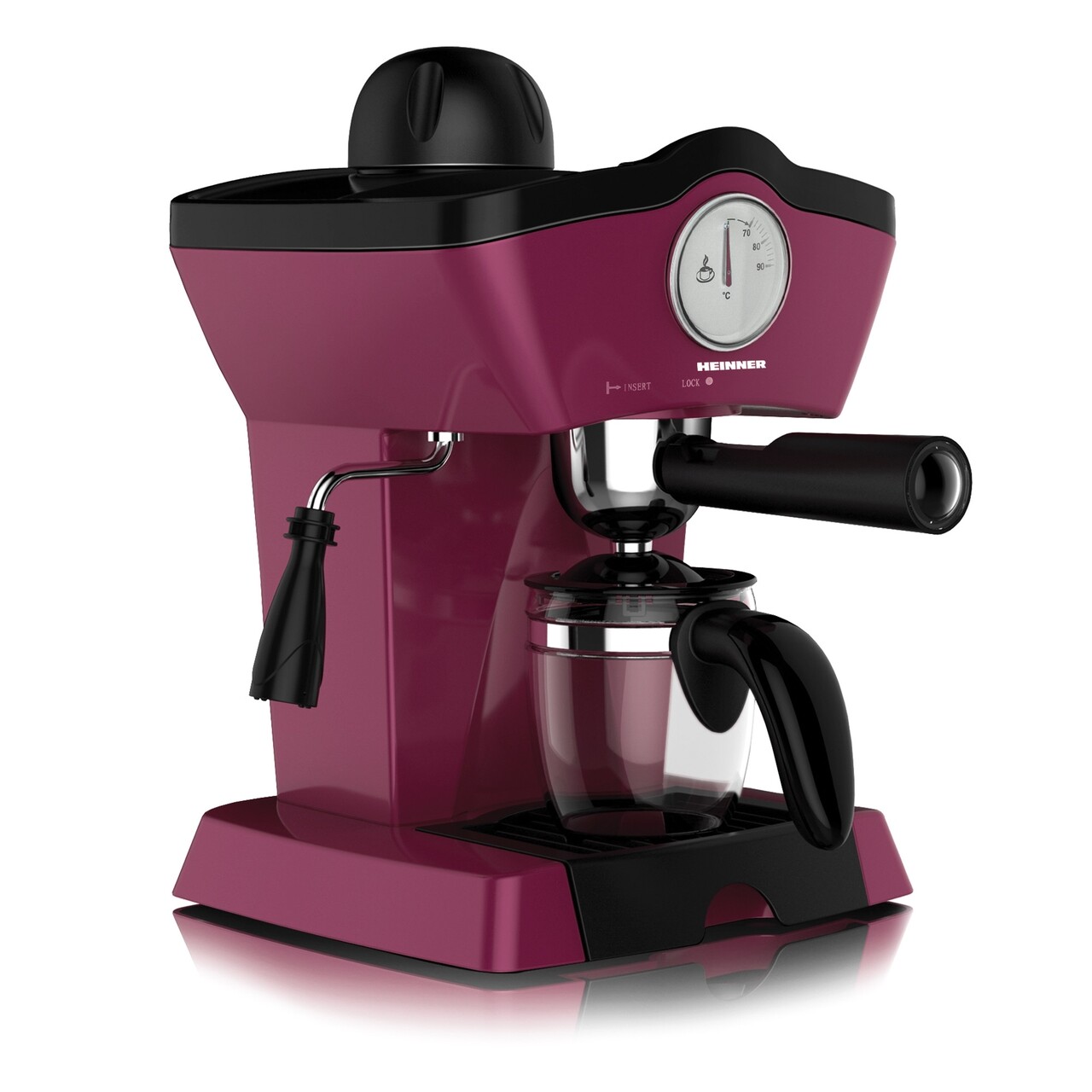 Espressor Charm, Heinner, 800 W, 250 ml, visiniu - imagine 3